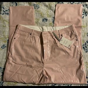 New . High waisted. Pale pink Vinyl  jeans from ASOS